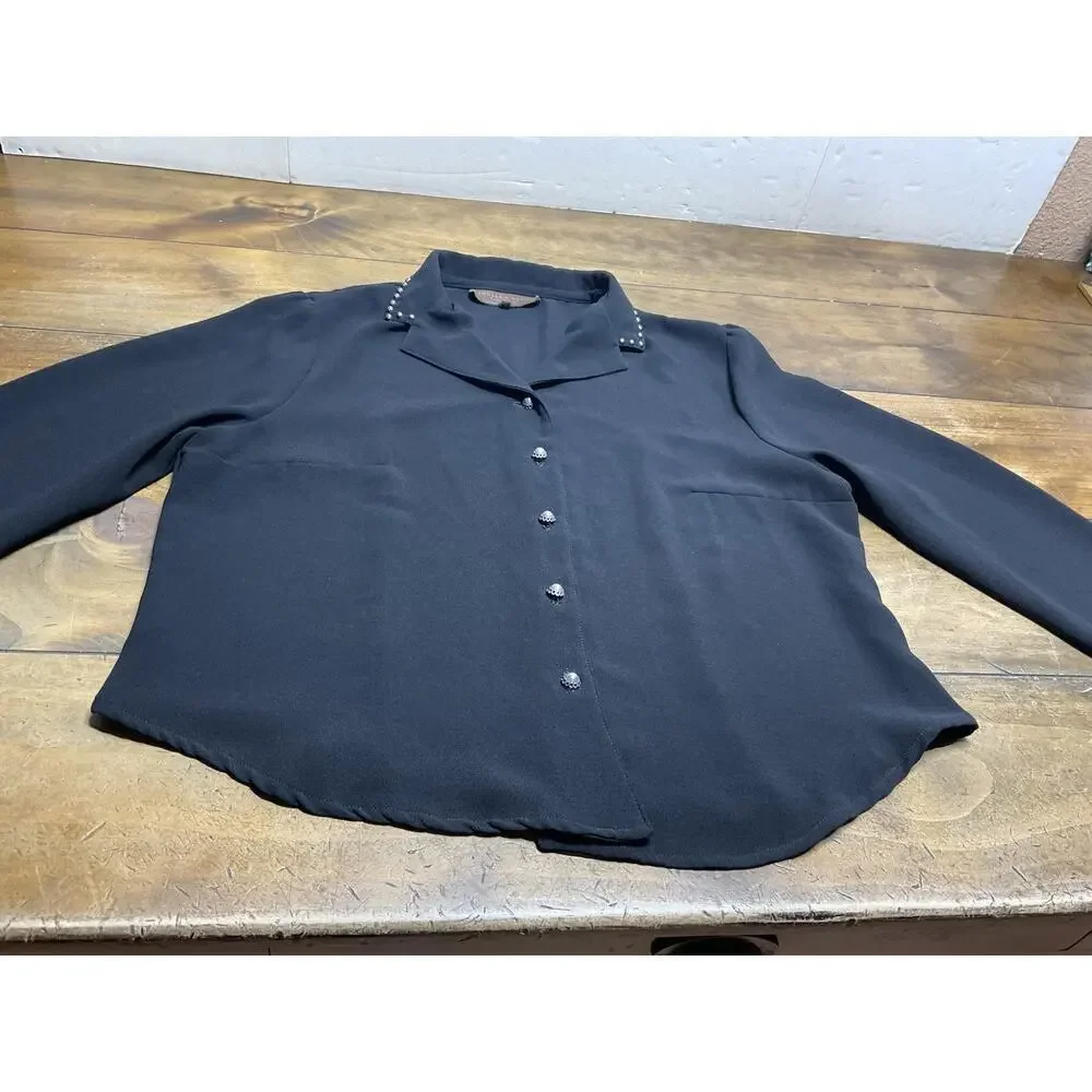 Double D Ranch Western Studded Button Up Black Size large - Picture 7 of 11